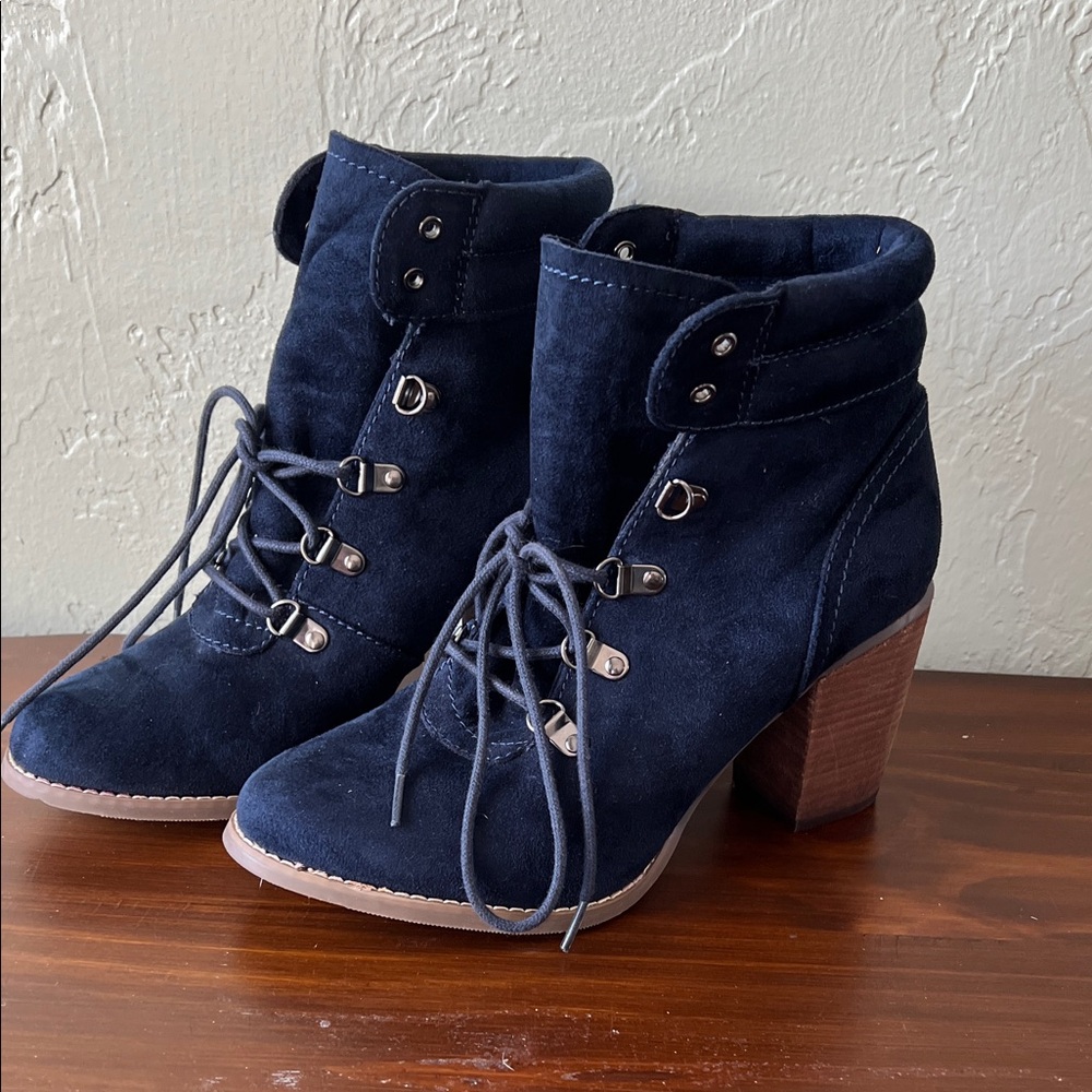 Cato Navy Lace Up Boots for Women